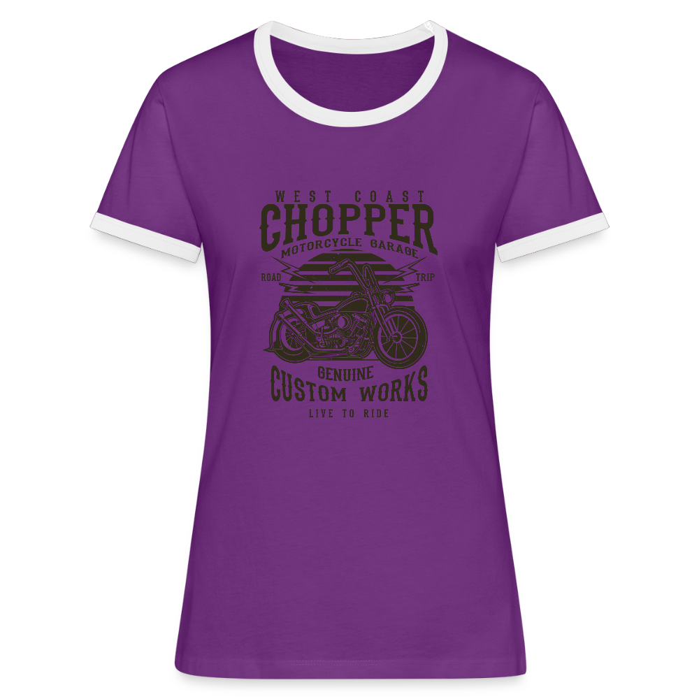 Vrouwen contrastshirt - purple/wit