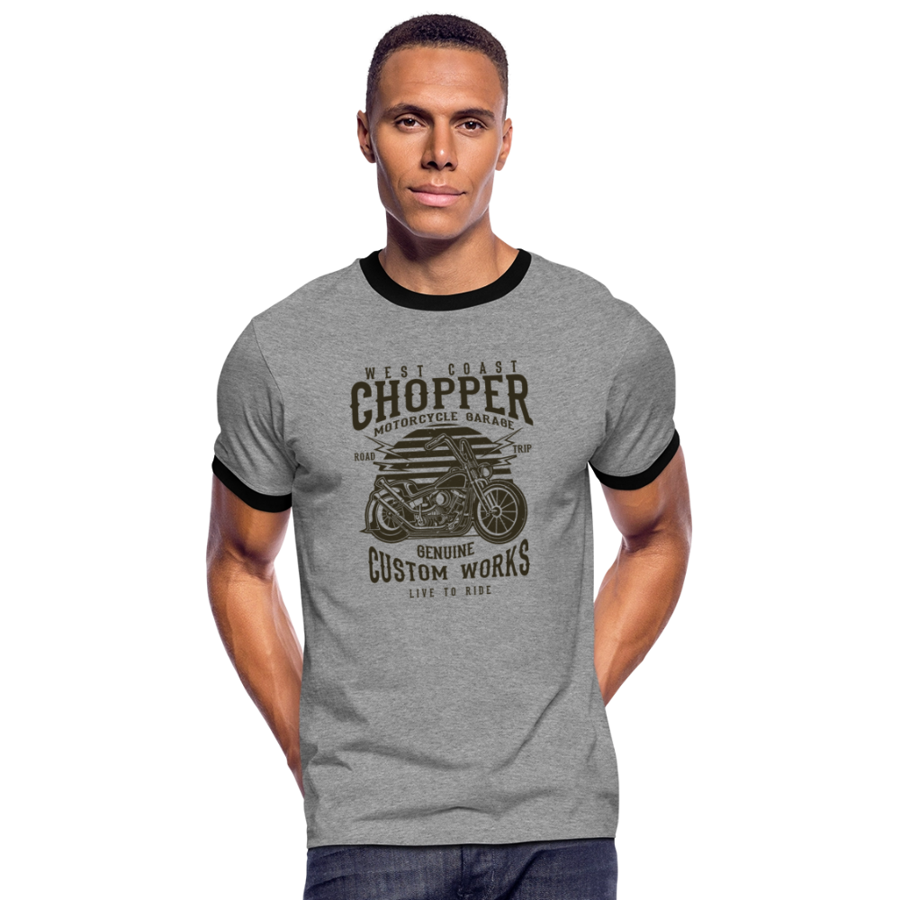 Mannen contrastshirt - grijs gemêleerd/zwart