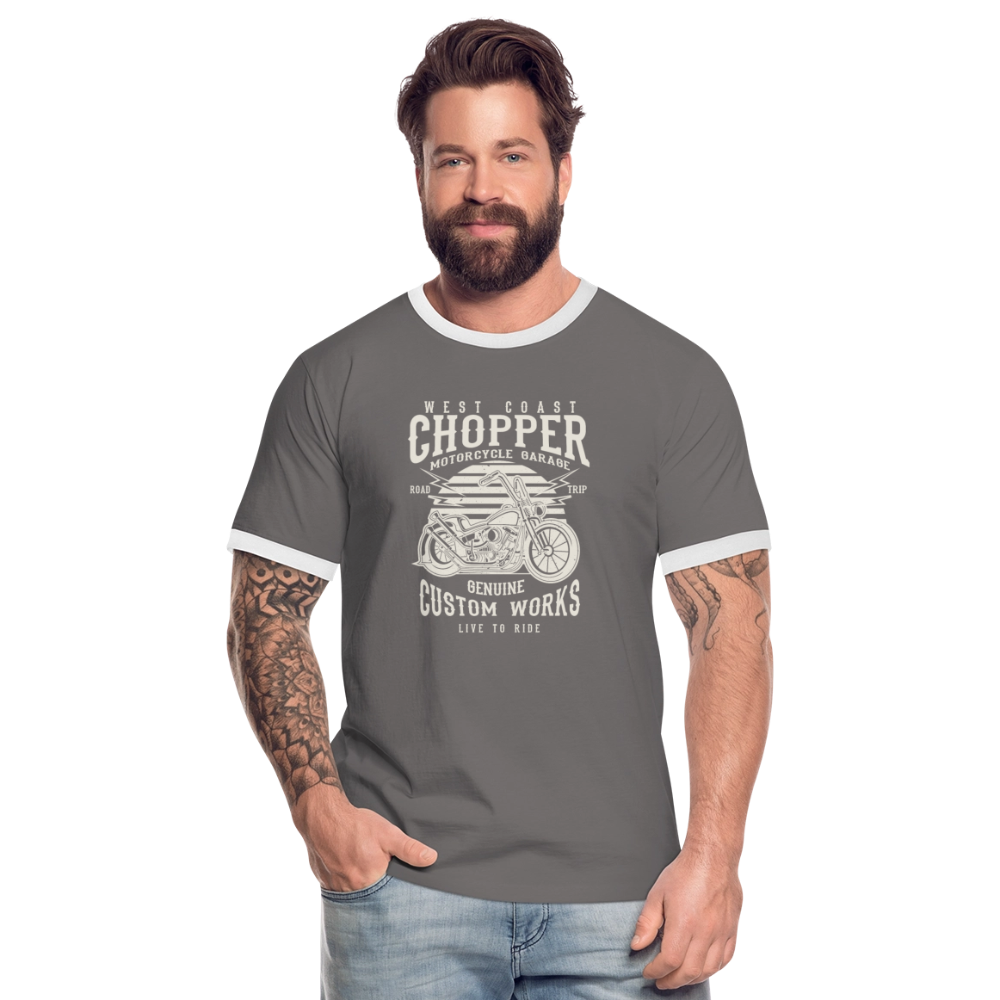 Mannen contrastshirt - donkergrijs/wit