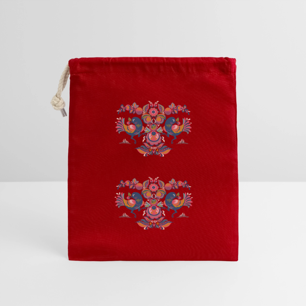 Afsluitbare cadeauzak van katoen (14x20cm) - rood