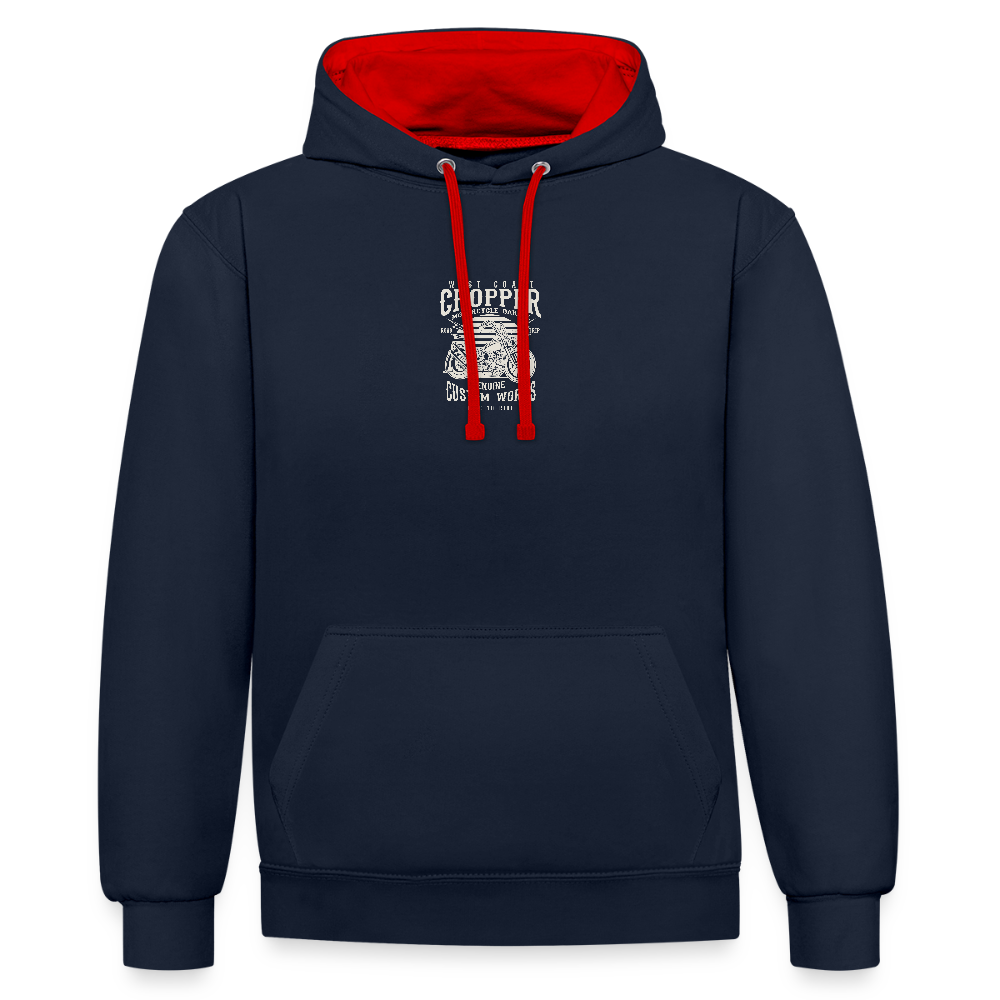 Contrast hoodie - navy/rood