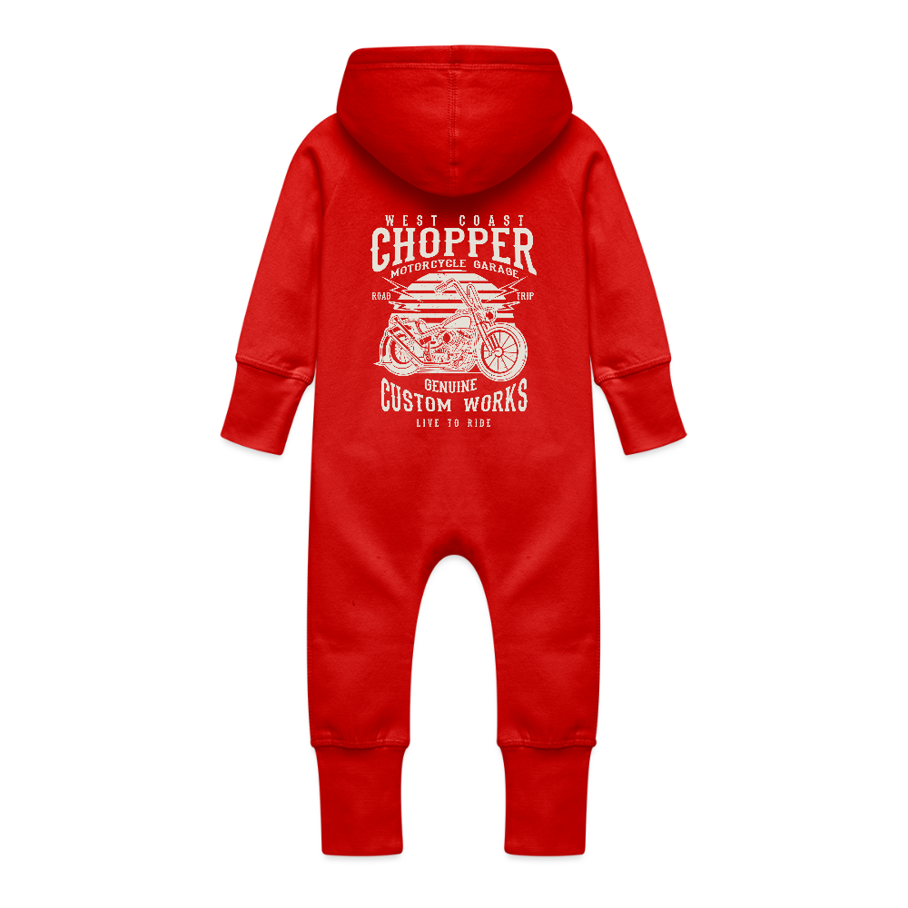 Baby bio sweat kruippakje met capuchon - rood