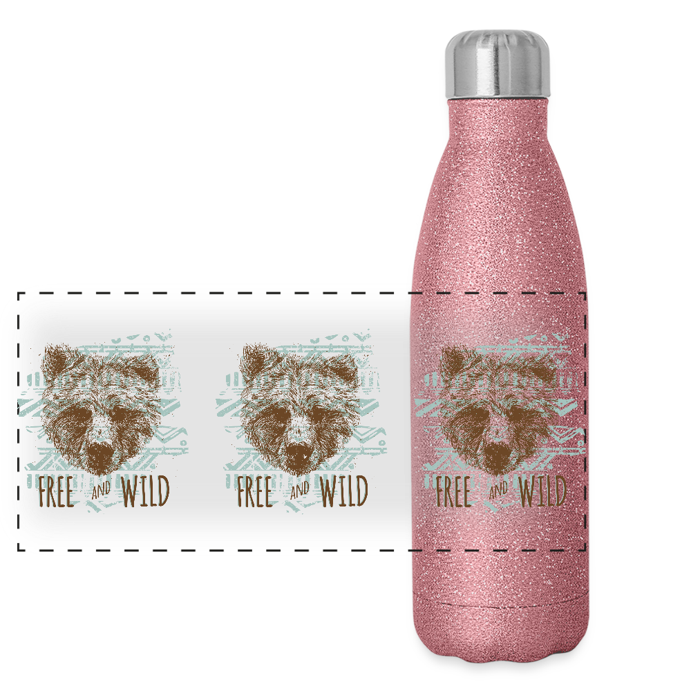 Roestvrijstalen glitter-thermosfles - pink glitter