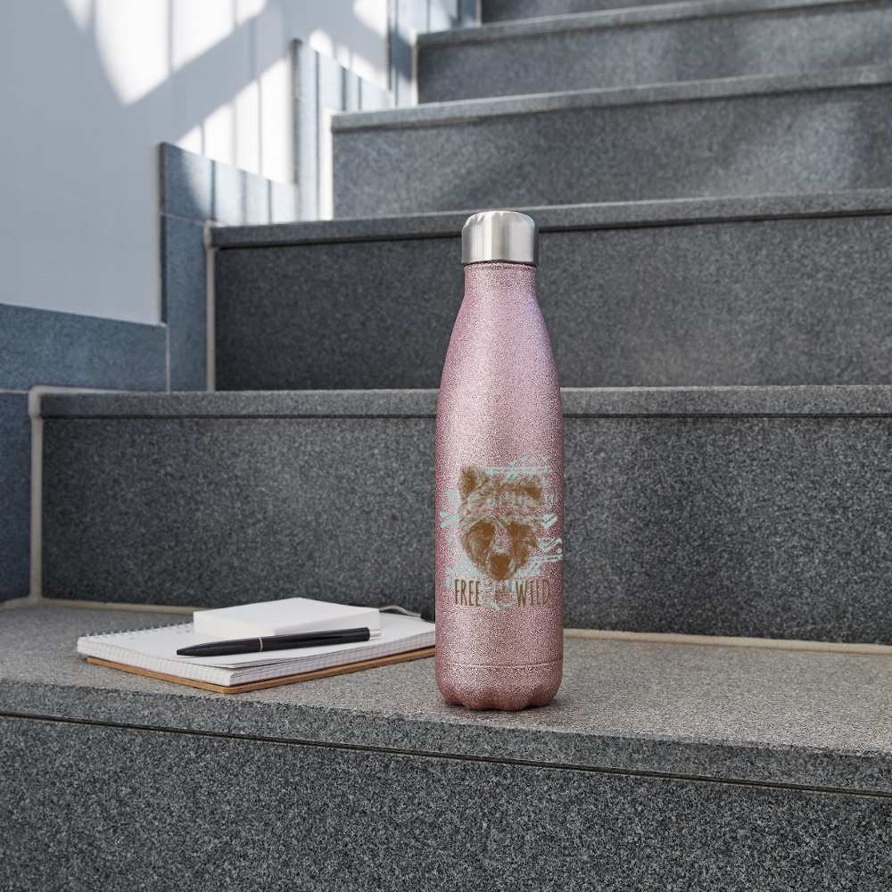 Roestvrijstalen glitter-thermosfles - pink glitter