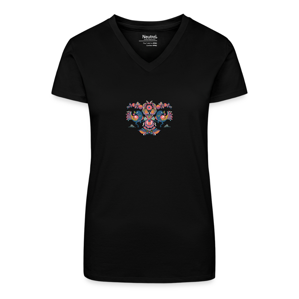 Bio vrouwen T-shirt met V-hals - zwart