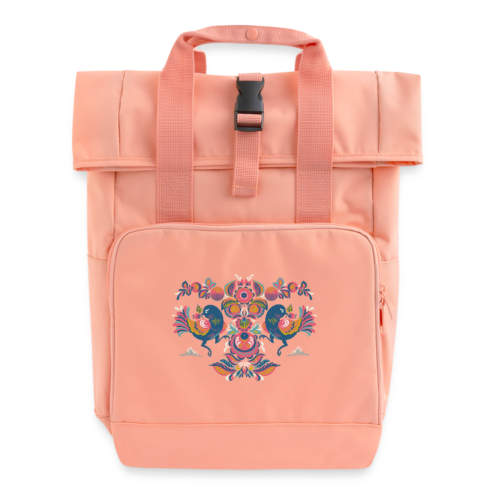 Rolltop rugzak met twee hengsels - chintzroze