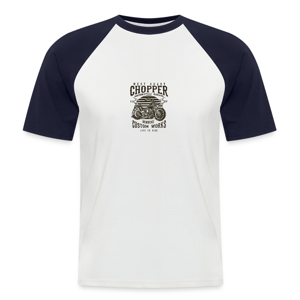 Mannen baseballshirt korte mouw - wit/navy