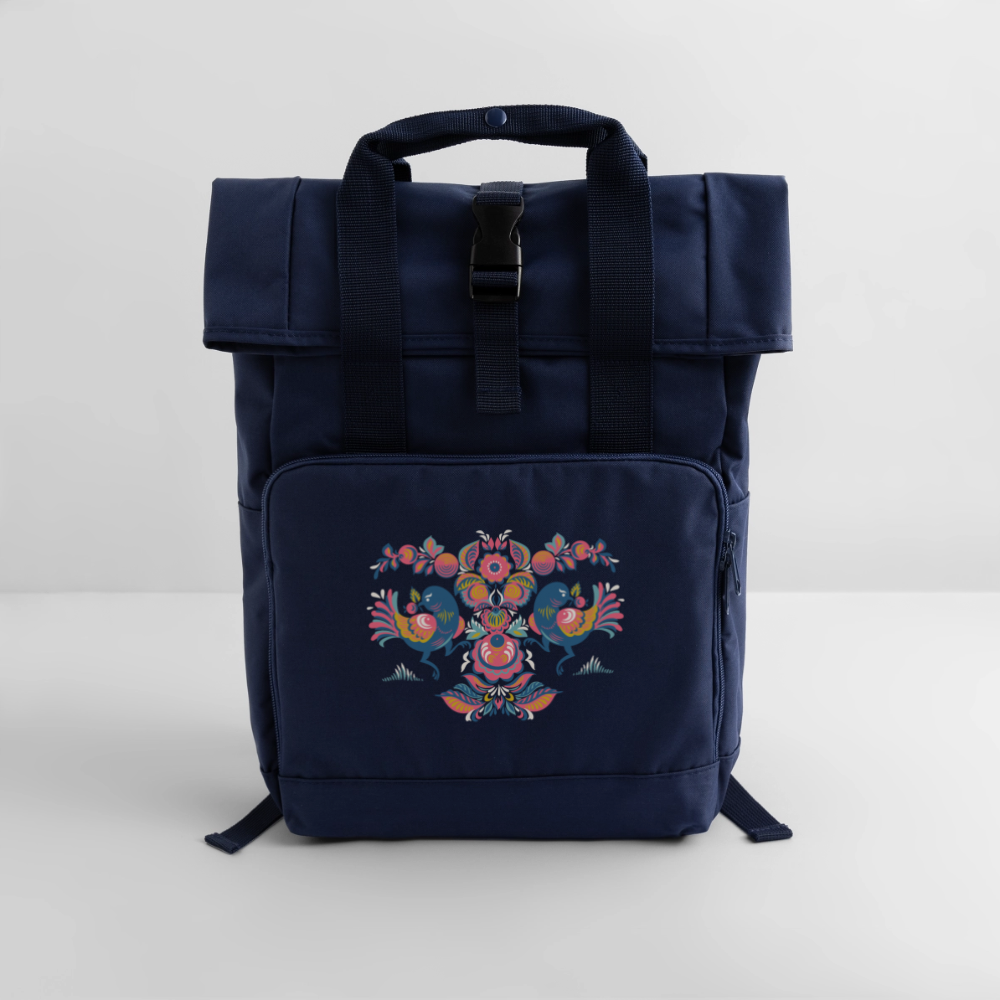Rolltop rugzak met twee hengsels - navy