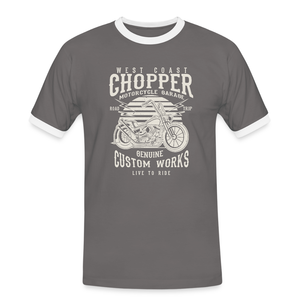 Mannen contrastshirt - donkergrijs/wit