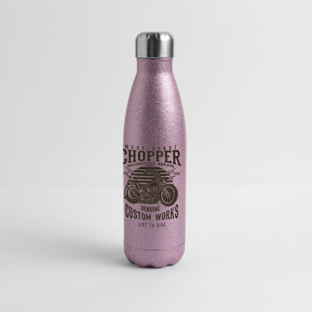Roestvrijstalen glitter-thermosfles - pink glitter