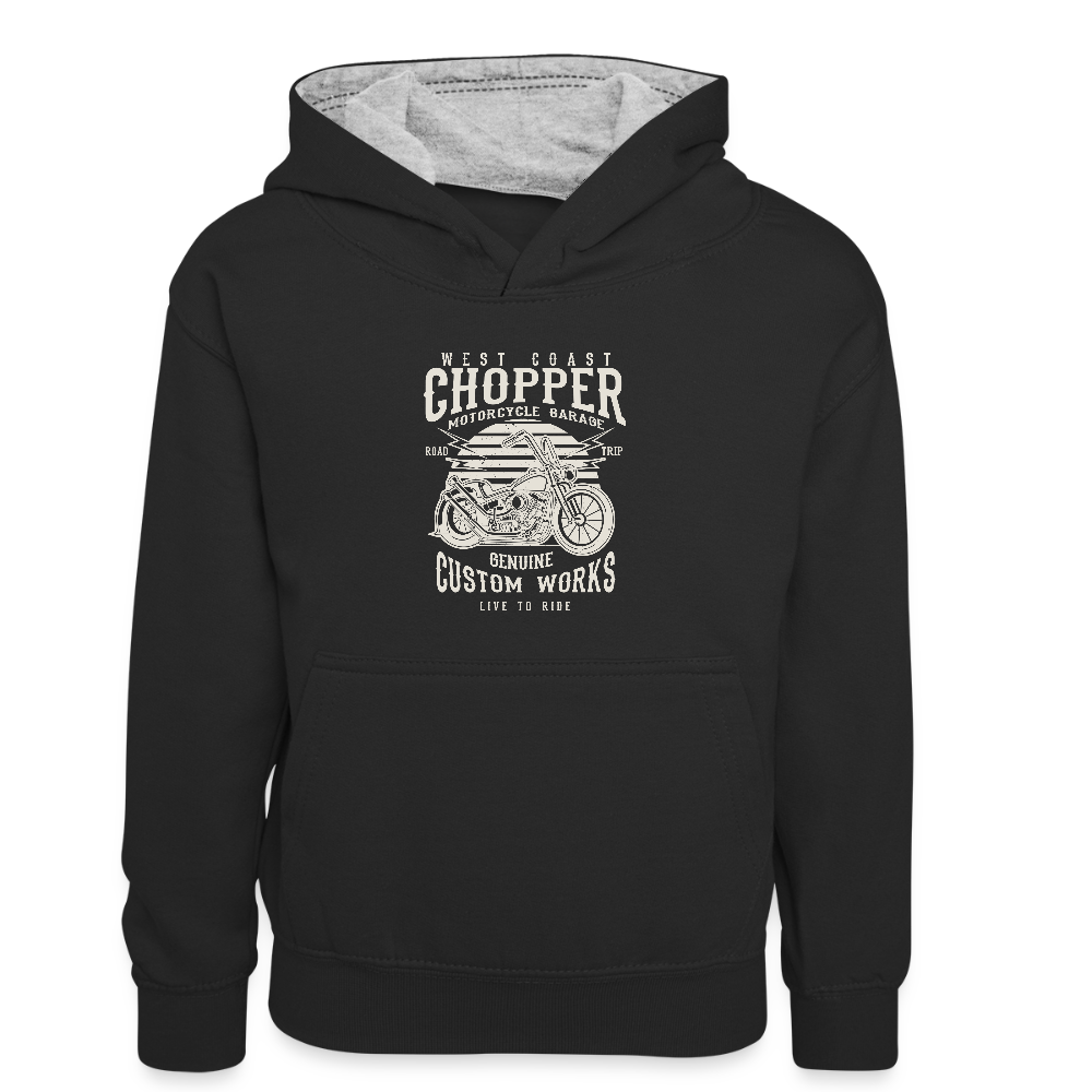 Teenager contrast-hoodie/kinderen contrast-hoodie - zwart/grijs gemêleerd