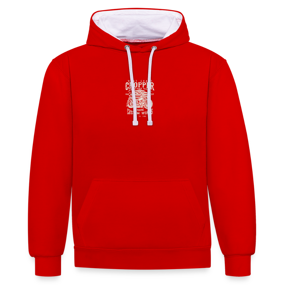 Contrast hoodie - rood/wit