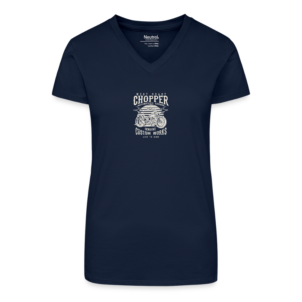 Bio vrouwen T-shirt met V-hals - donkerblauw