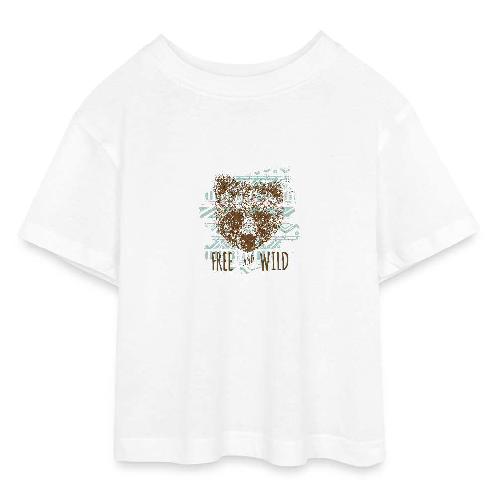 Tieners cropped jersey T-shirt - wit