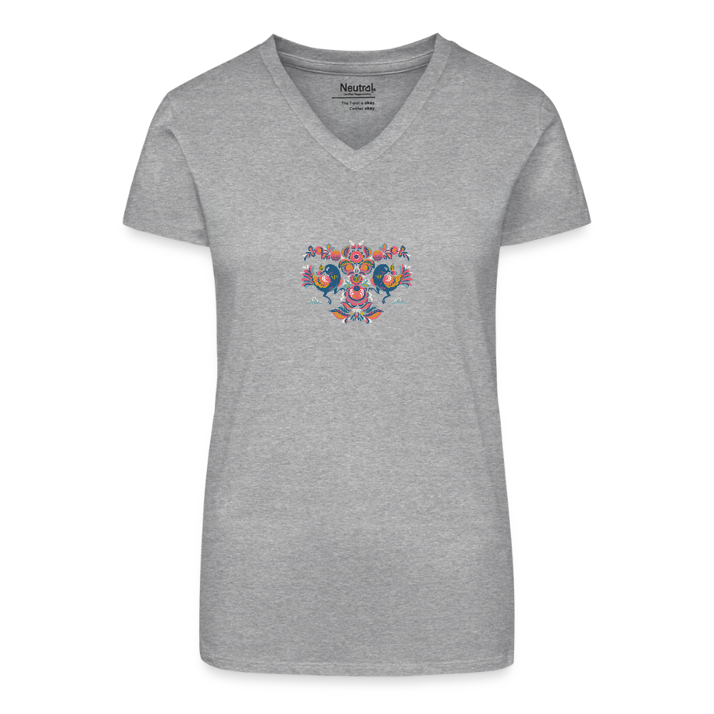 Bio vrouwen T-shirt met V-hals - grijs gemêleerd