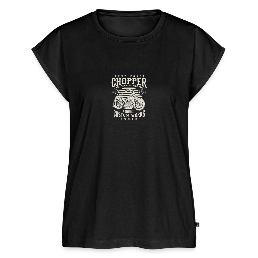 Vrouwen T-shirt met opgerolde mouwen - zwart