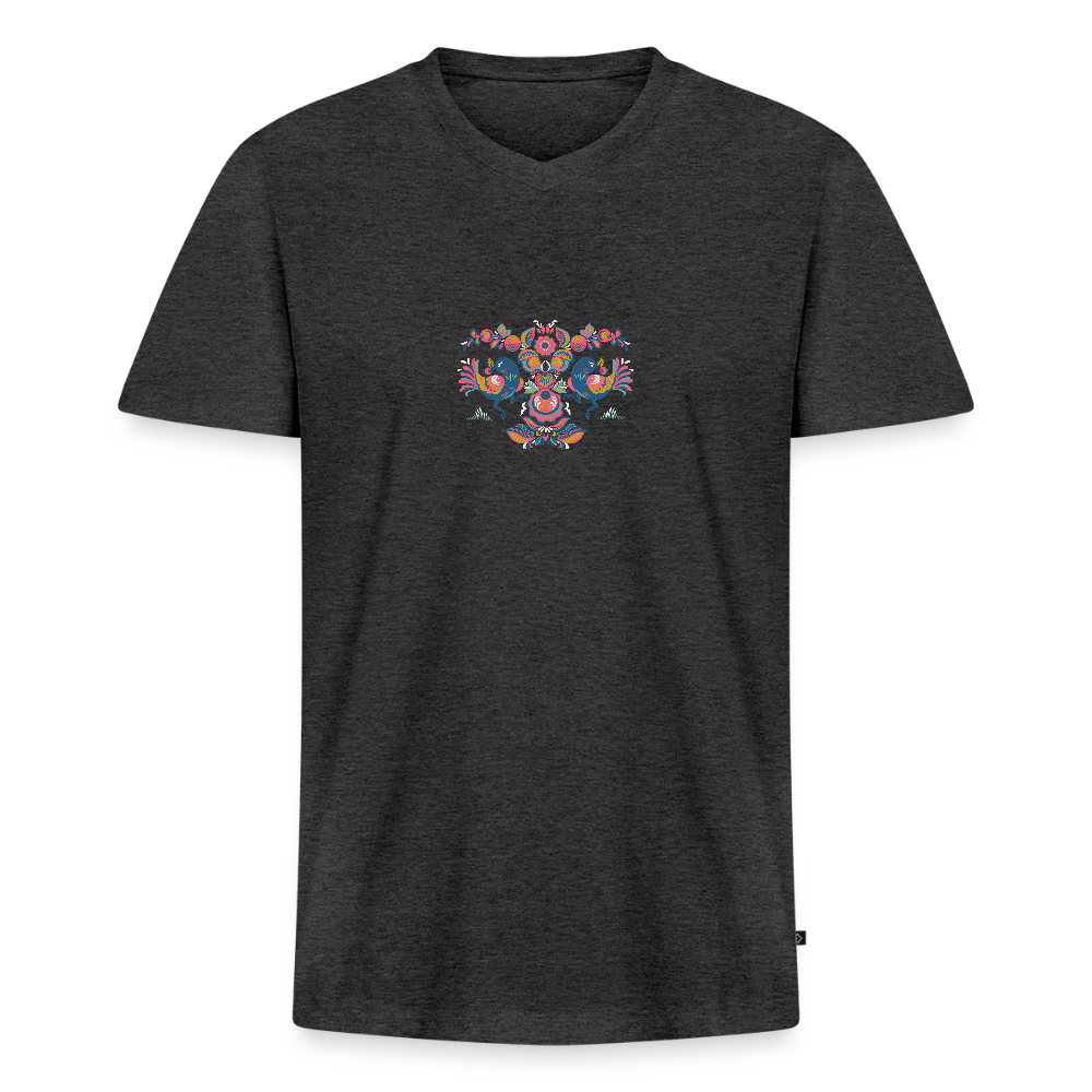 Mannen bio T-shirt met V-hals van Stanley & Stella - antraciet gemêleerd