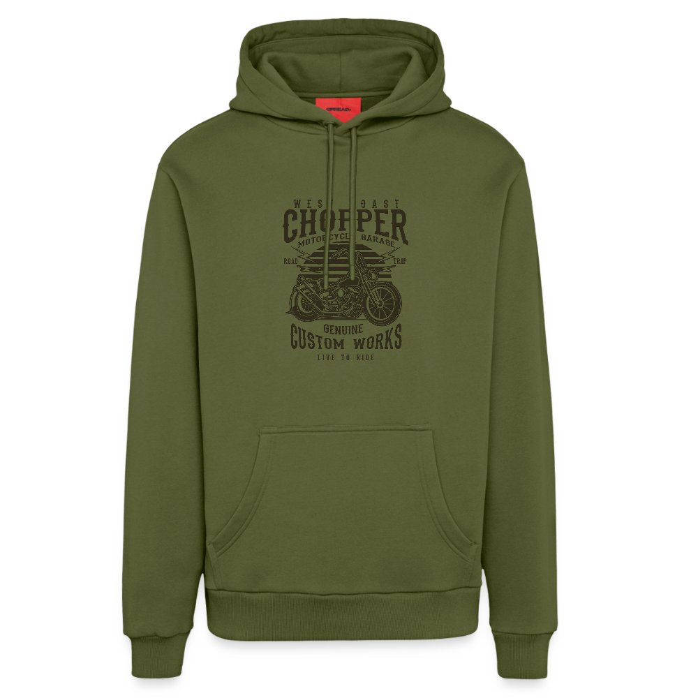 Organic relaxed hoodie made in EU - MOSS GREEN