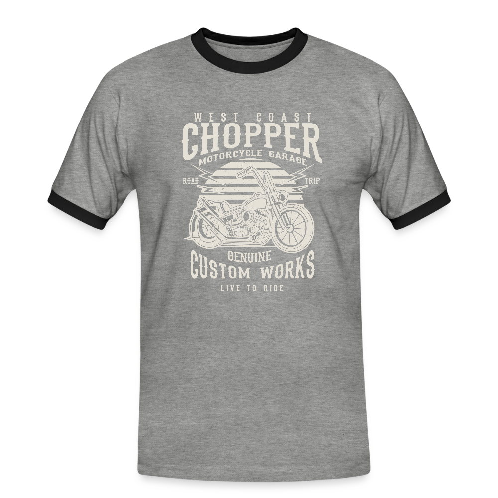 Mannen contrastshirt - grijs gemêleerd/zwart