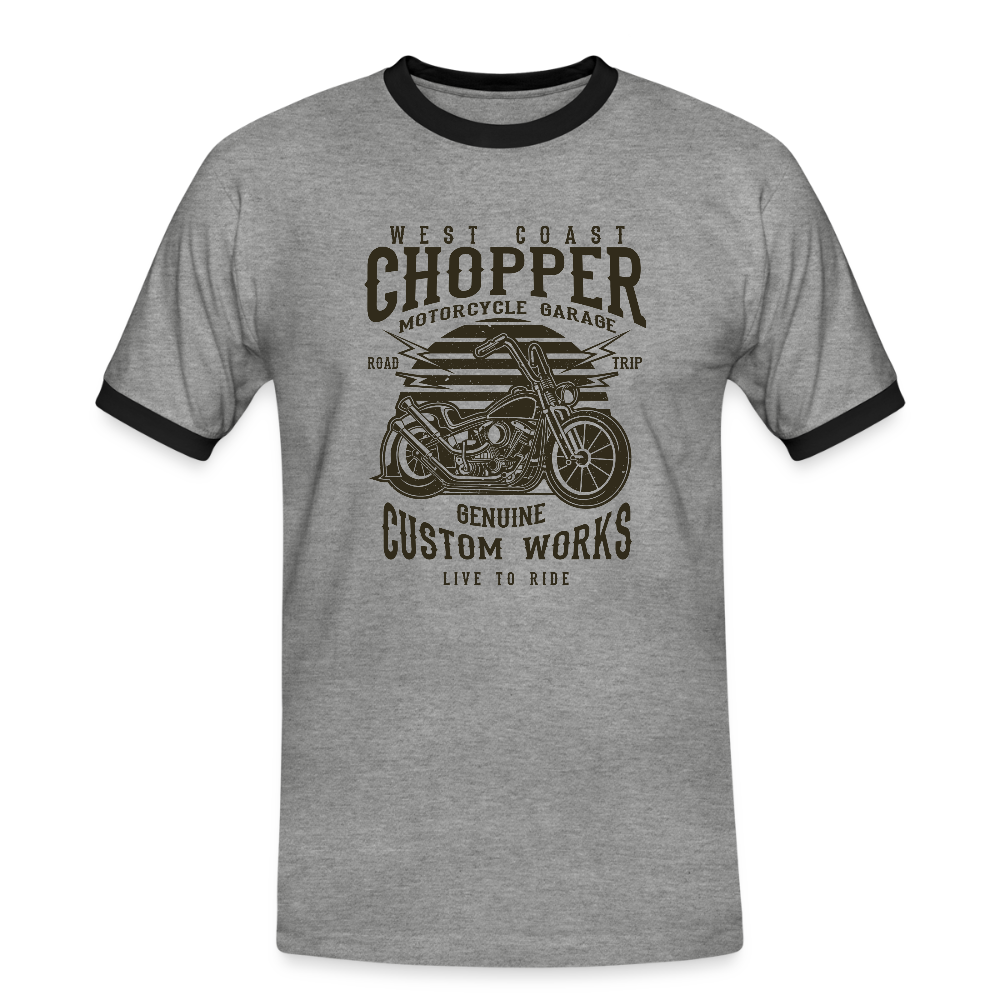Mannen contrastshirt - grijs gemêleerd/zwart