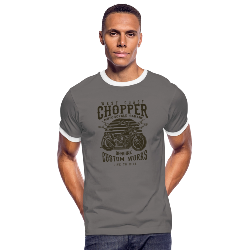 Mannen contrastshirt - donkergrijs/wit