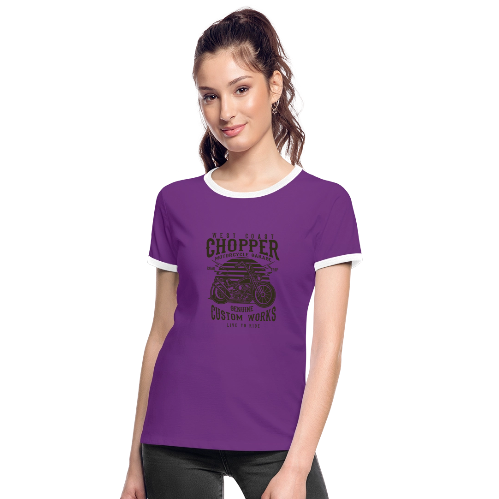 Vrouwen contrastshirt - purple/wit