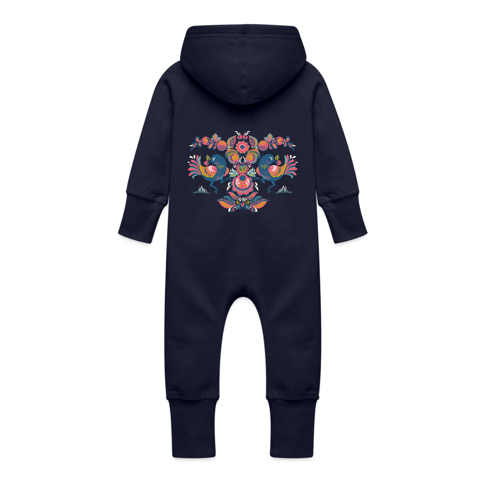 Baby bio sweat kruippakje met capuchon - navy