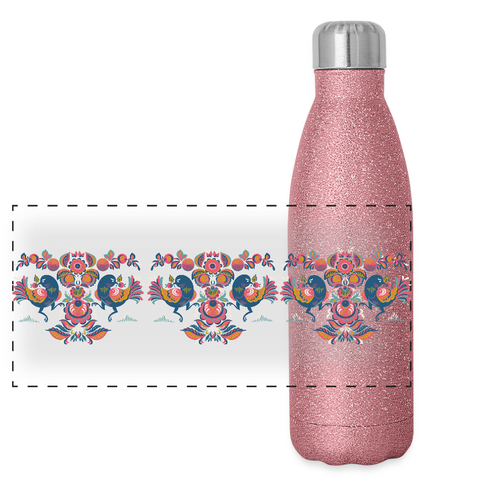 Roestvrijstalen glitter-thermosfles - pink glitter