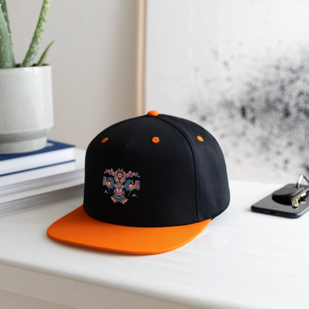 Contrast snapback cap - zwart/neonoranje