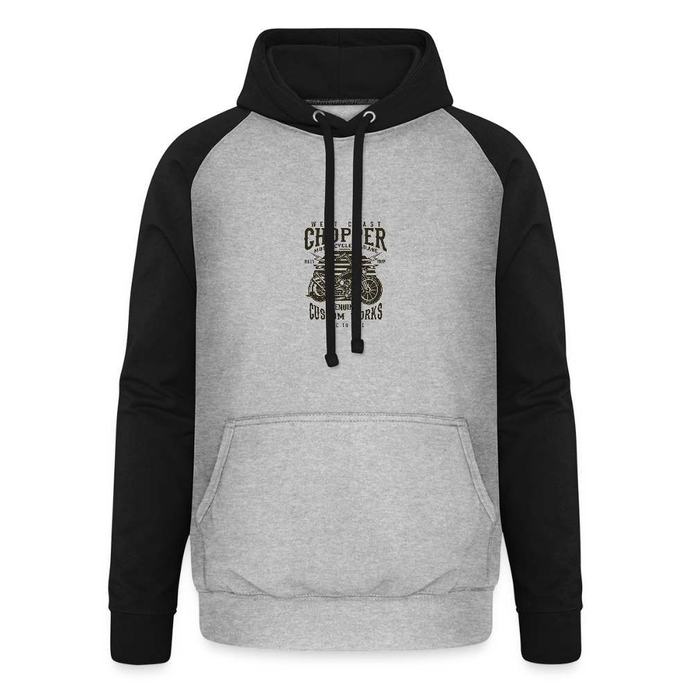 Unisex baseball hoodie - grijs gemêleerd/zwart