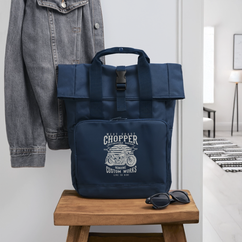 Rolltop rugzak met twee hengsels - navy