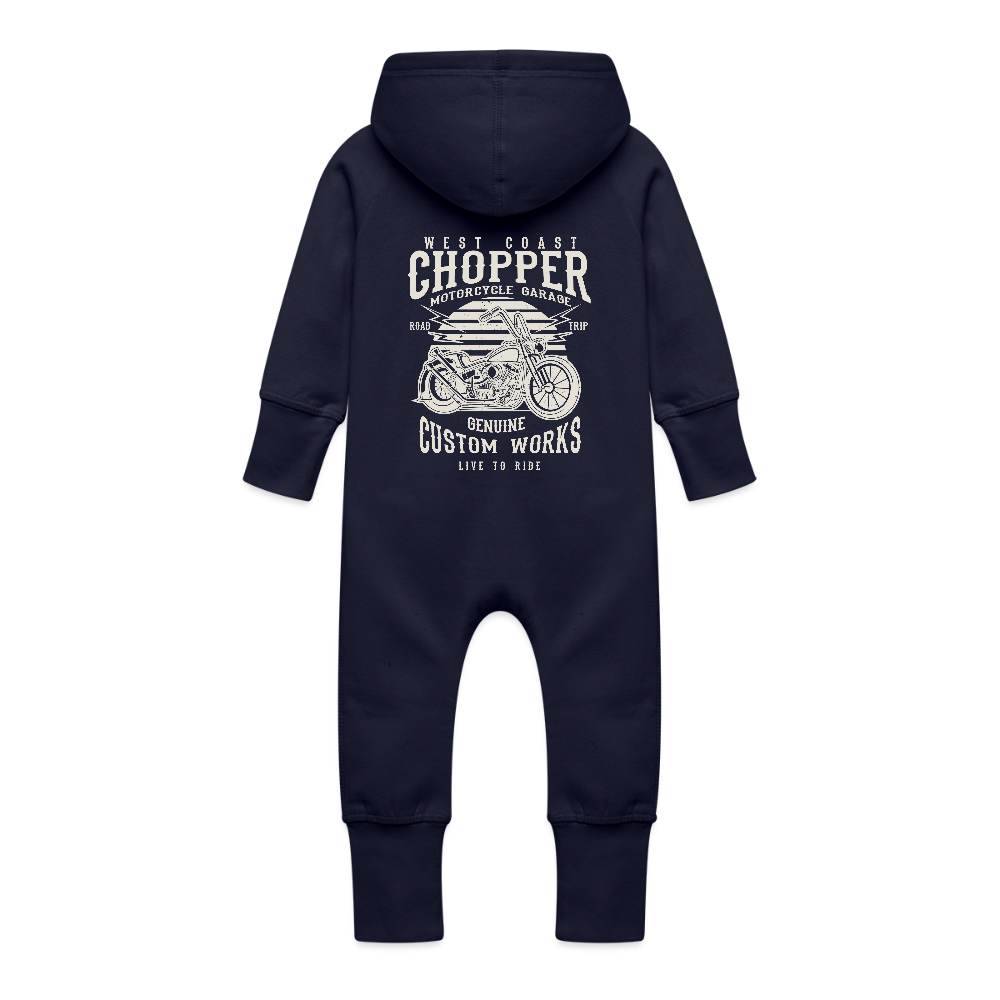 Baby bio sweat kruippakje met capuchon - navy