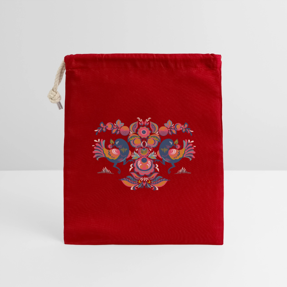 Afsluitbare cadeauzak van katoen (14x20cm) - rood