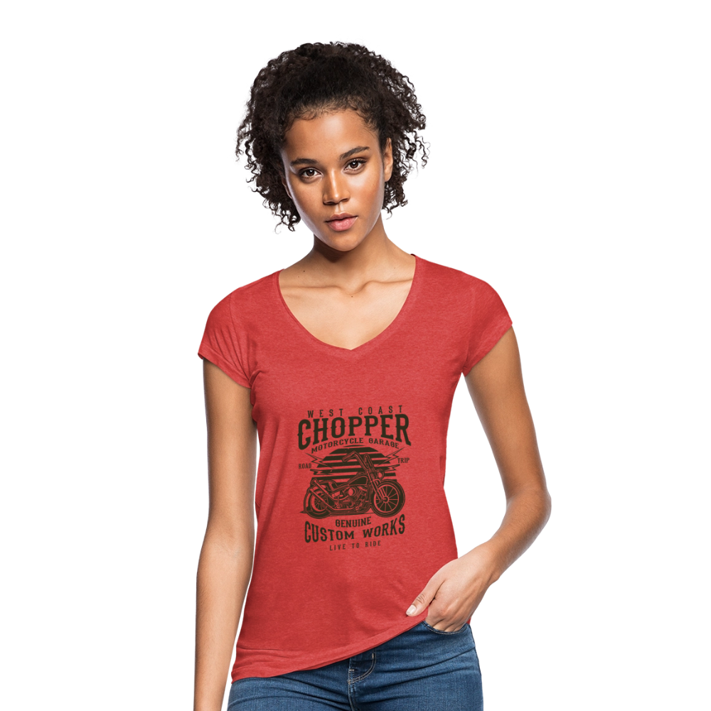 Vrouwen Vintage T-shirt - rood gemêleerd