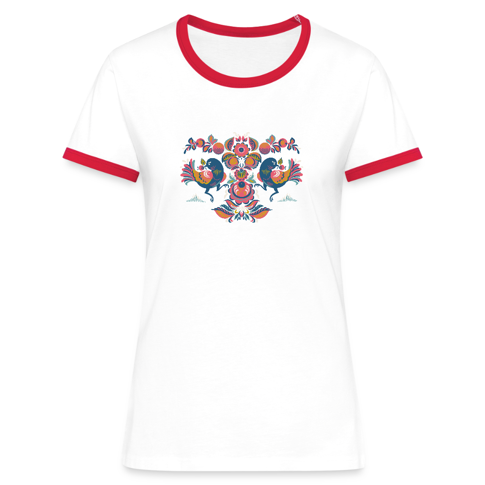 Vrouwen contrastshirt - wit/rood