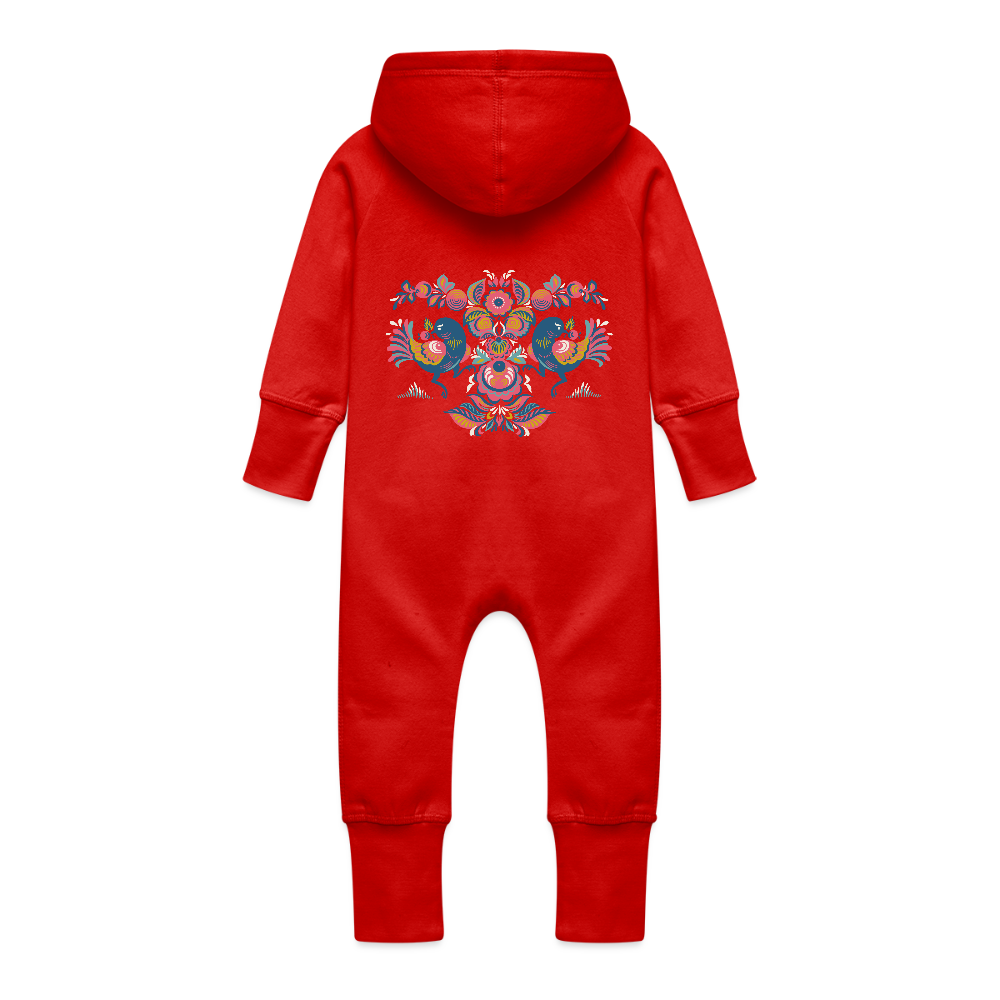 Baby bio sweat kruippakje met capuchon - rood