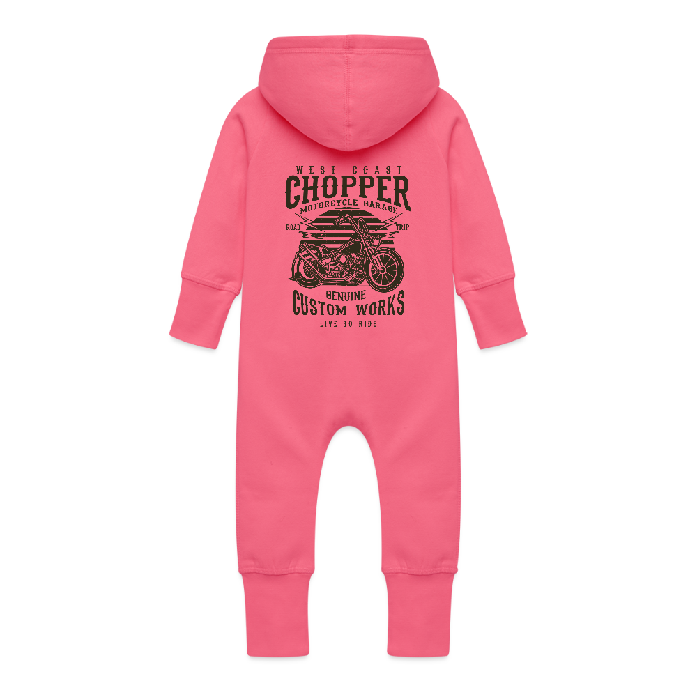 Baby bio sweat kruippakje met capuchon - fuchsia
