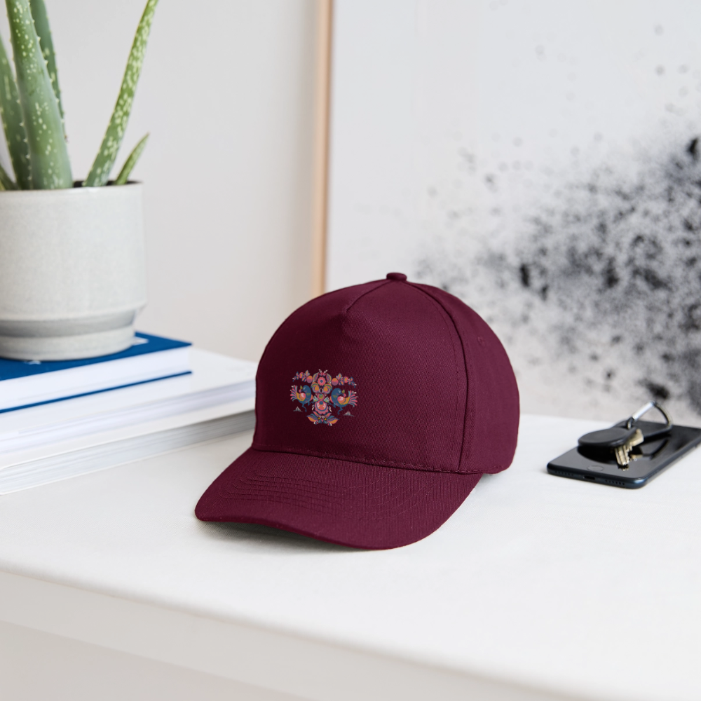 Biologische baseballpet - bordeauxrood