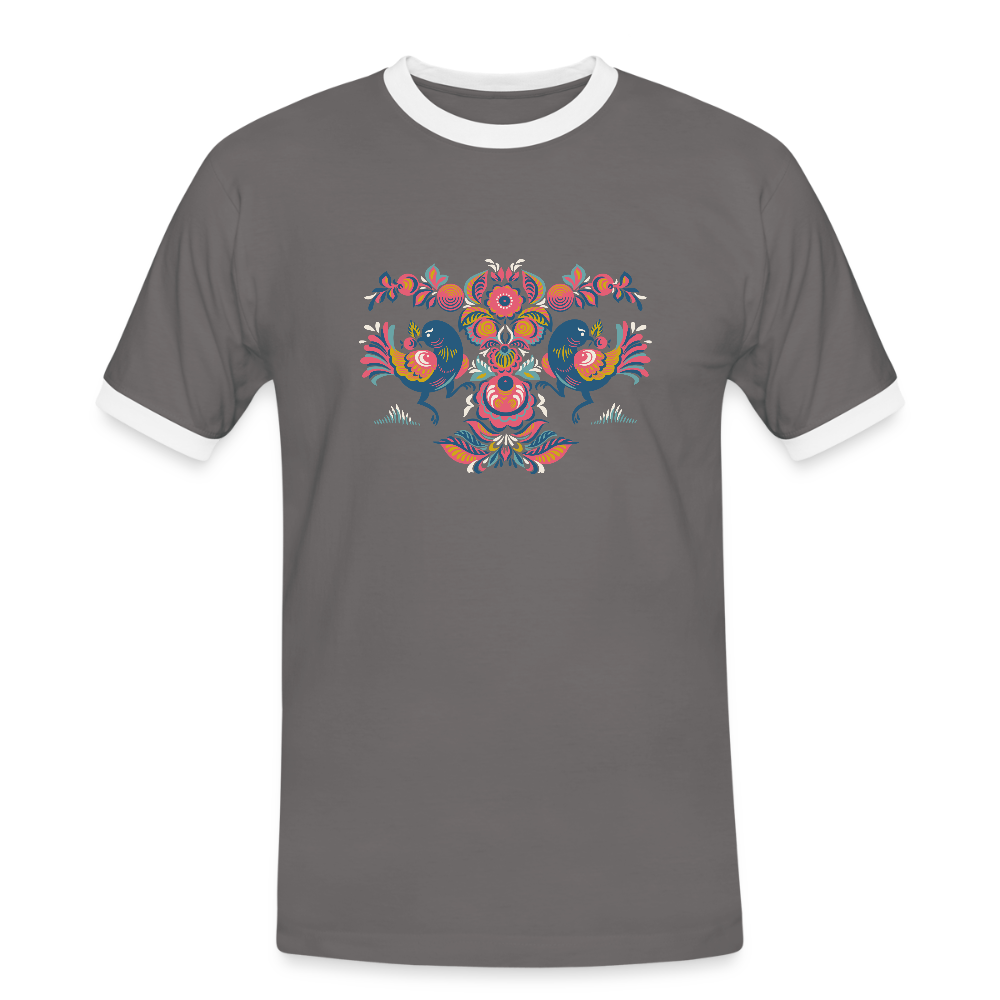 Mannen contrastshirt - donkergrijs/wit