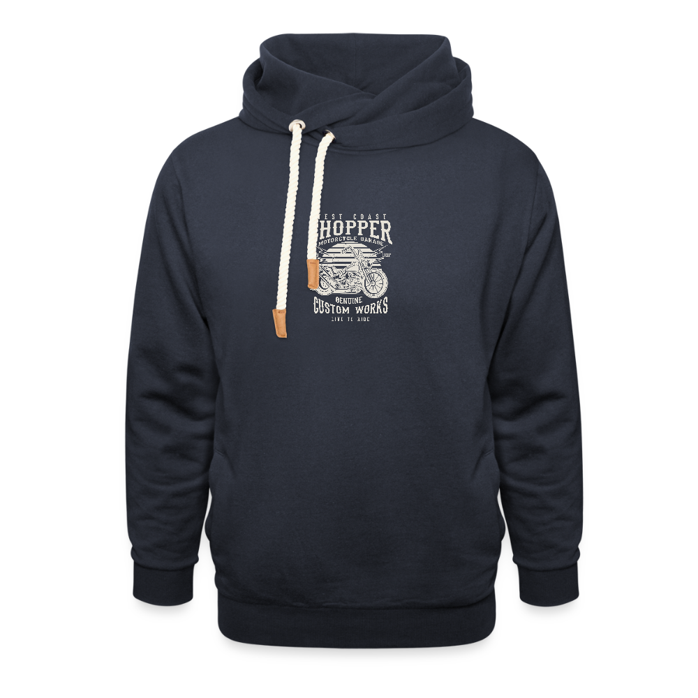 Unisex sjaalkraag hoodie - navy
