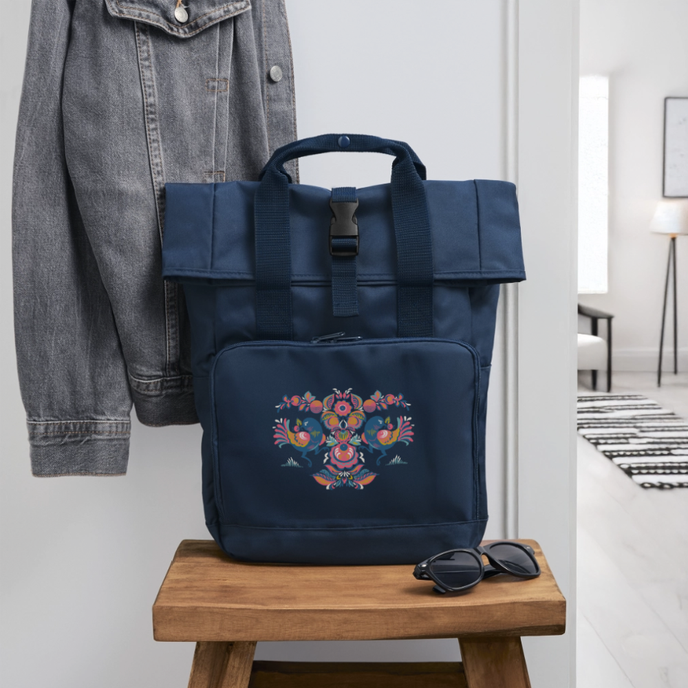 Rolltop rugzak met twee hengsels - navy