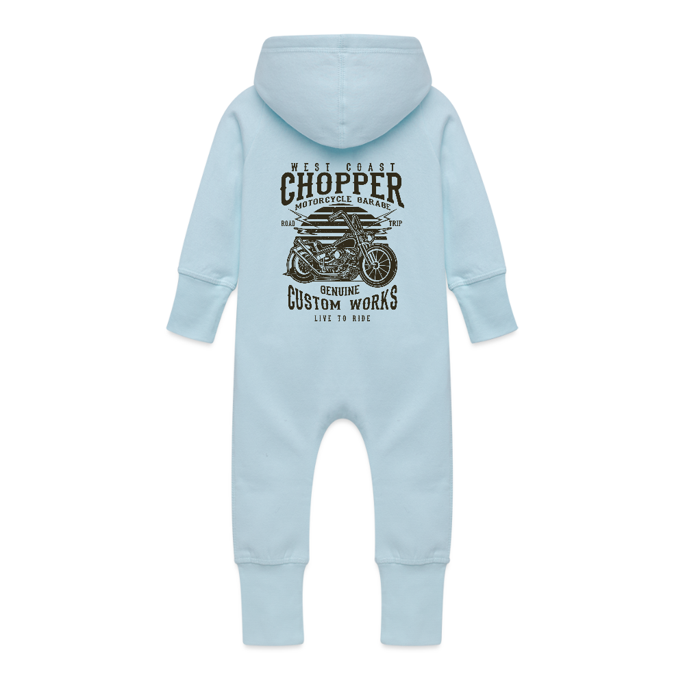 Baby bio sweat kruippakje met capuchon - celeste