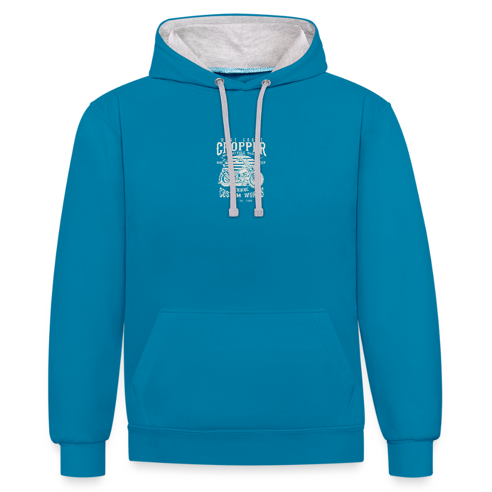 Contrast hoodie - pauwblauw/grijs gemêleerd