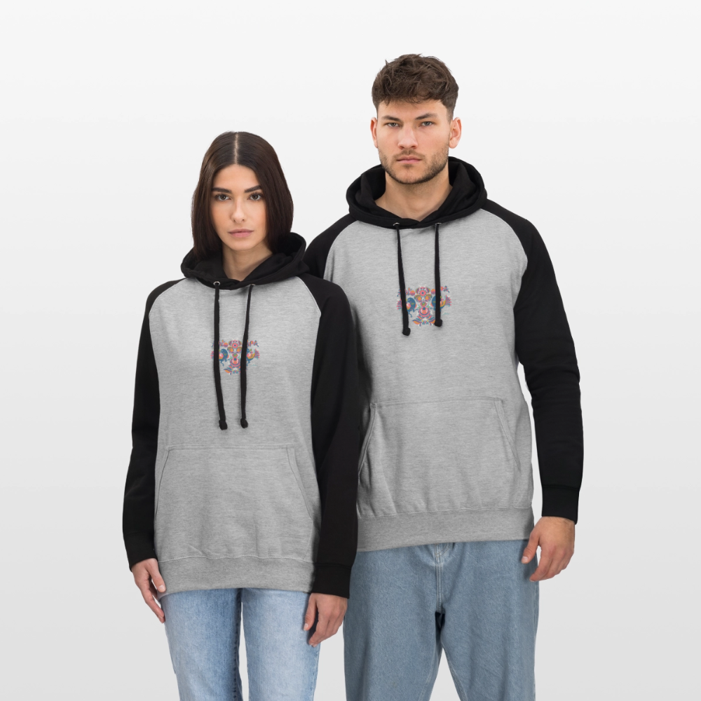 Unisex baseball hoodie - grijs gemêleerd/zwart