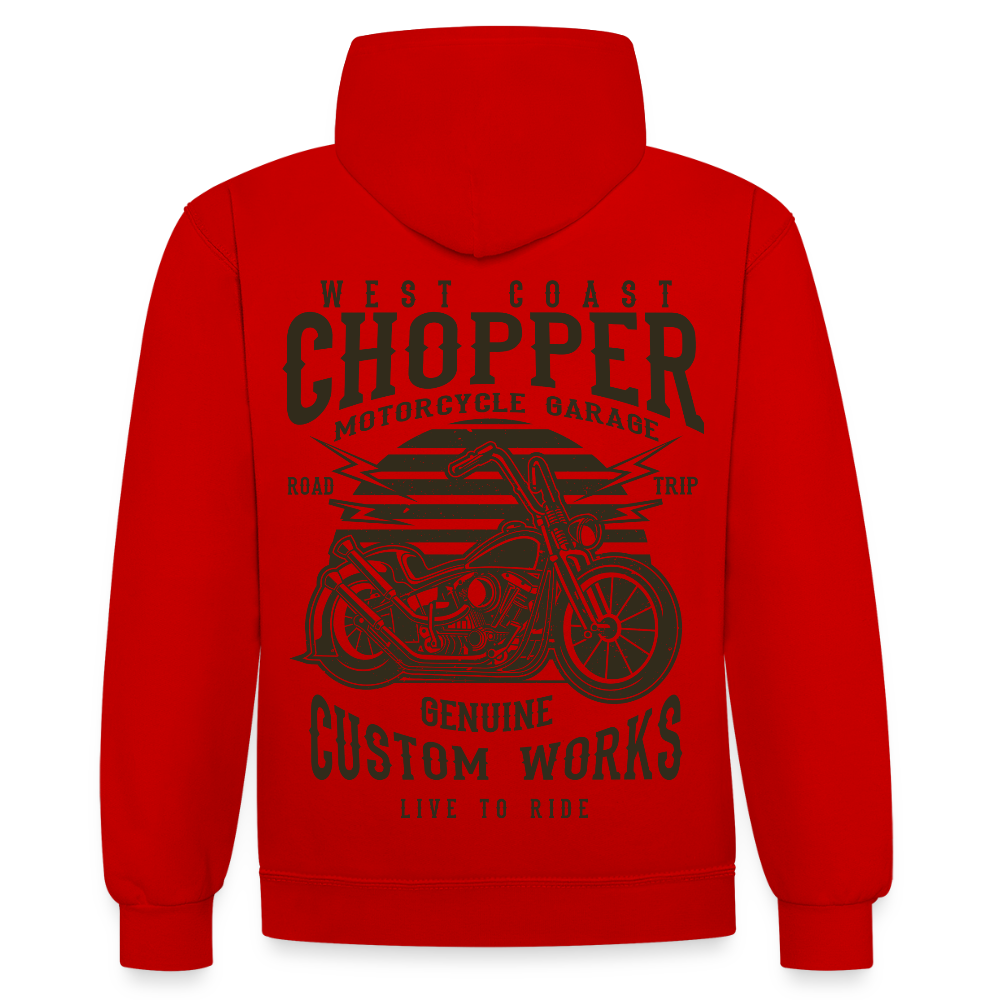 Contrast hoodie - rood/wit