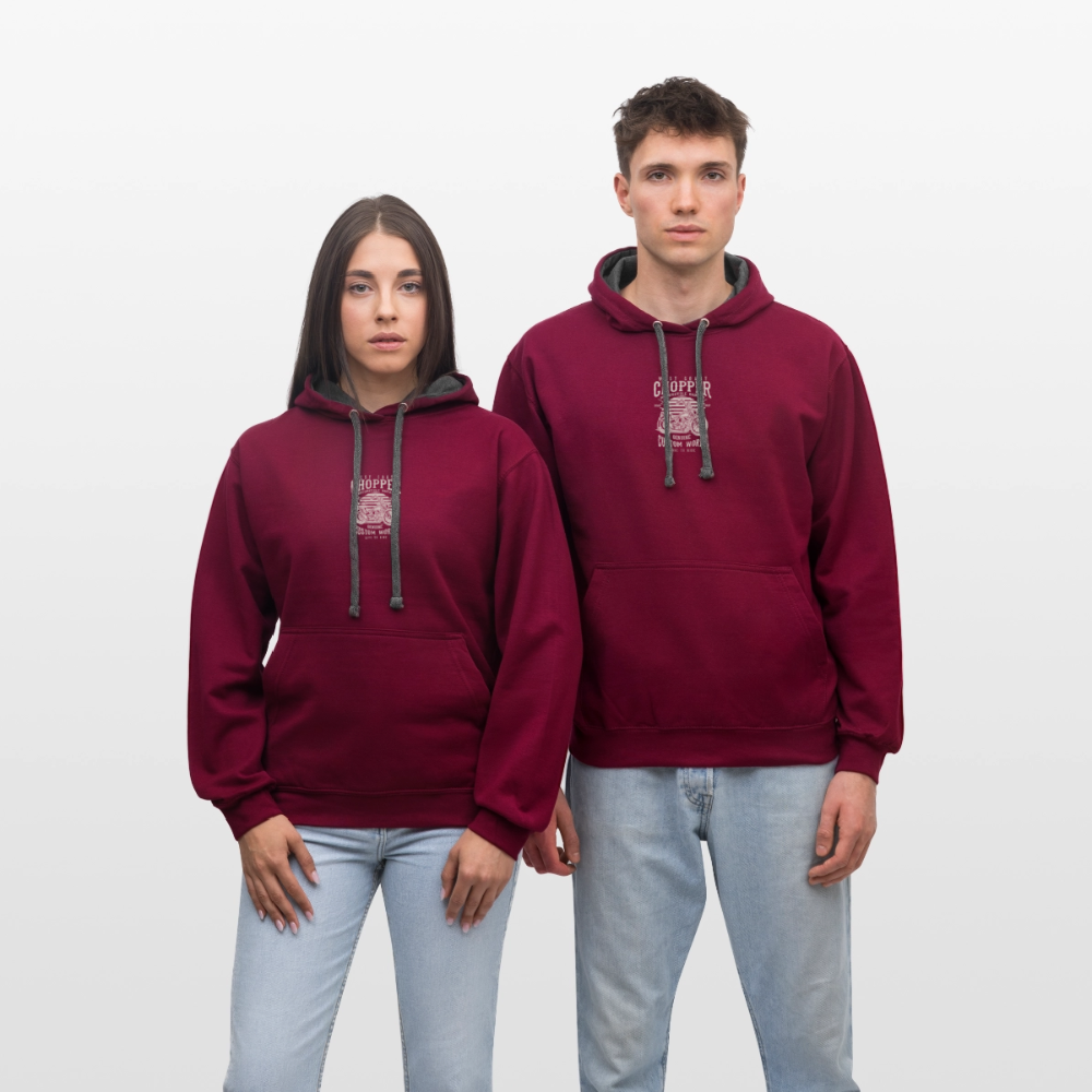 Contrast hoodie - wijnrood/antraciet