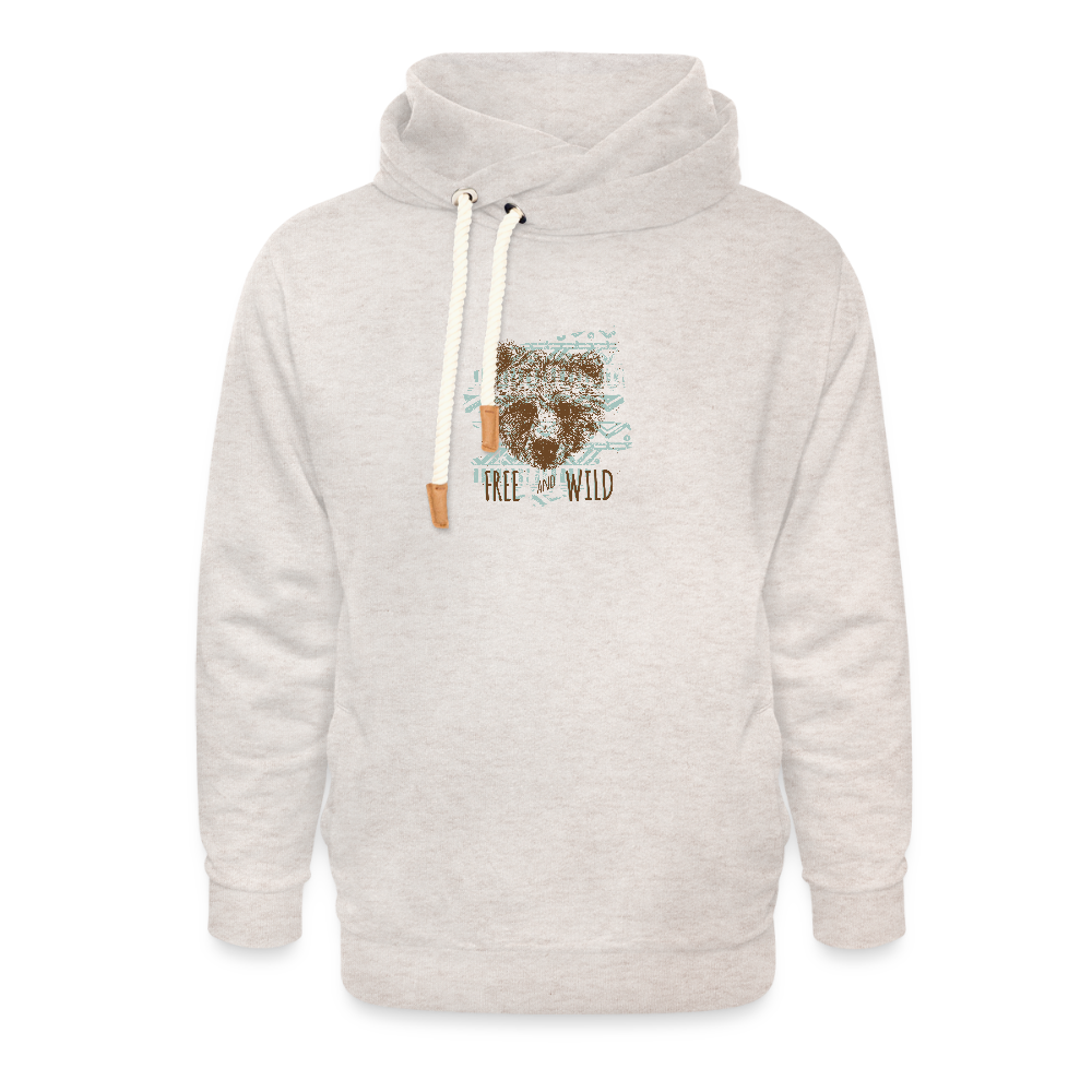 Unisex sjaalkraag hoodie - beige gemêleerd