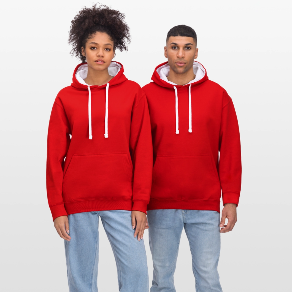 Contrast hoodie - rood/wit