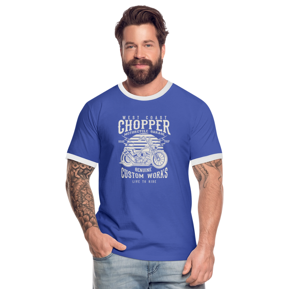 Mannen contrastshirt - blauw/wit