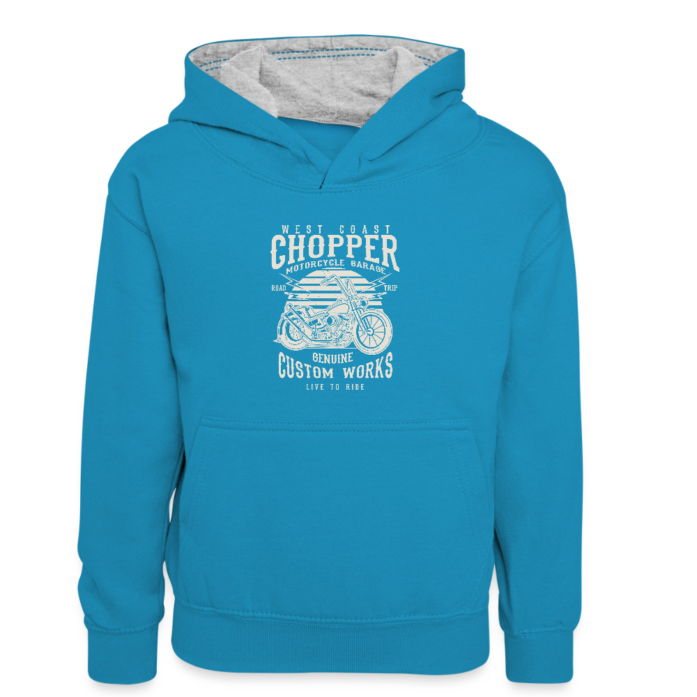 Teenager contrast-hoodie/kinderen contrast-hoodie - pauwblauw/grijs gemêleerd